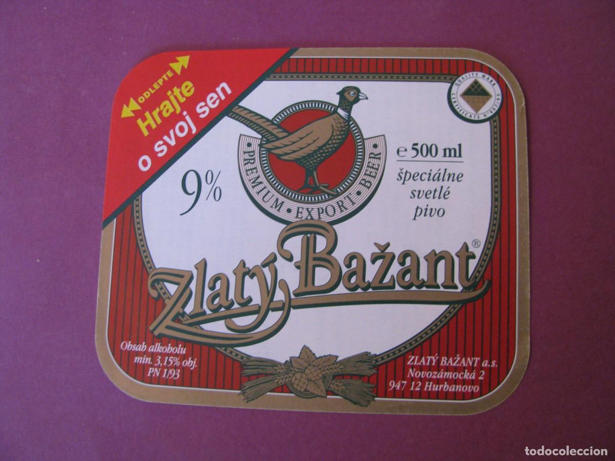 Etiquetas antiguas: ETIQUETA DE CERVEZA ZLATY BAZANT, ESLOVAQUIA. SPECIALNE SVETLE PIVO