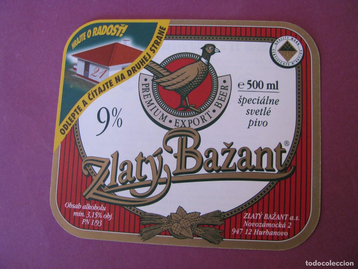 Etiquetas antiguas: ETIQUETA DE CERVEZA ZLATY BAZANT, ESLOVAQUIA. SPECIALNE SVETLE PIVO
