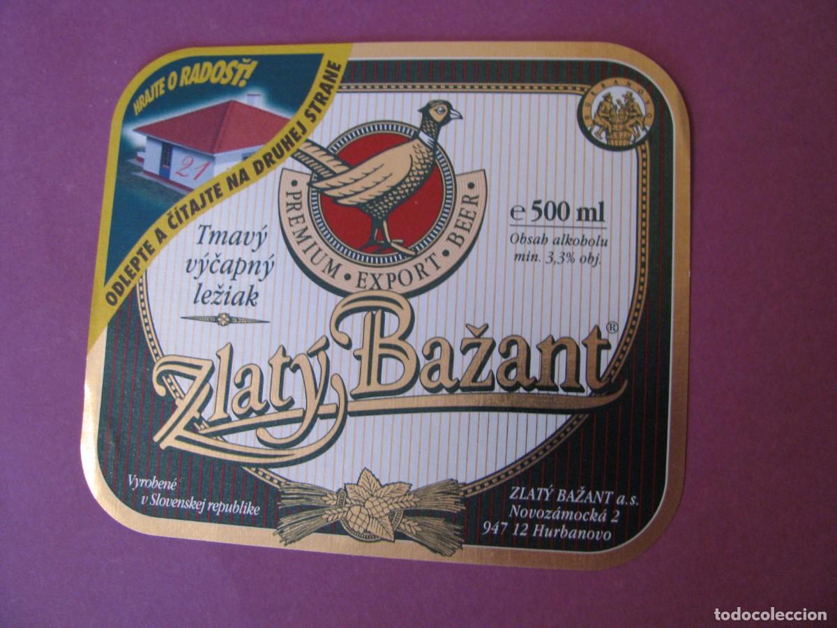 Etiquetas antiguas: ETIQUETA DE CERVEZA ZLATY BAZANT, ESLOVAQUIA. SVETLE PIVO