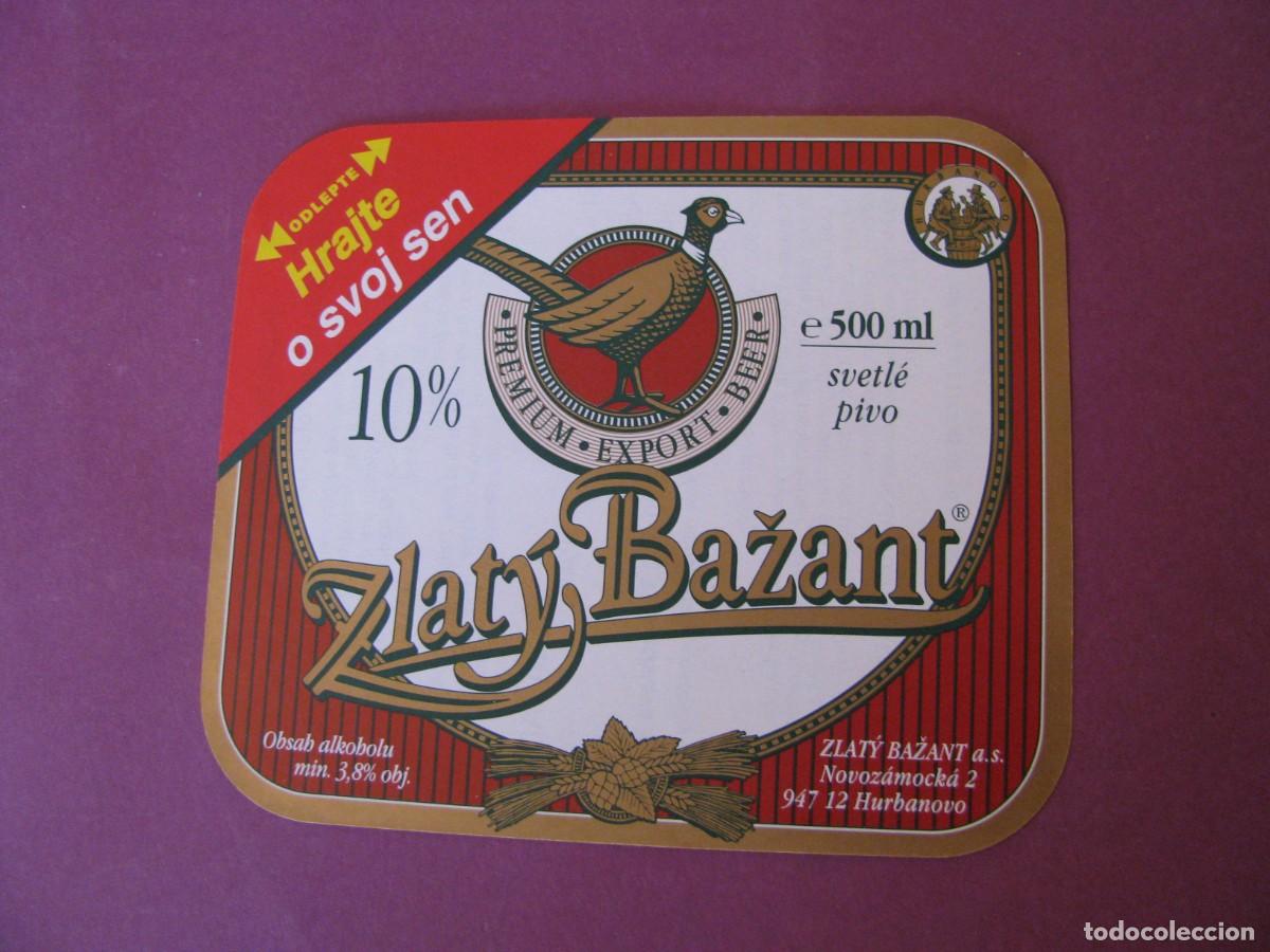 Etiquetas antiguas: ETIQUETA DE CERVEZA ZLATY BAZANT, ESLOVAQUIA. SVETLE PIVO
