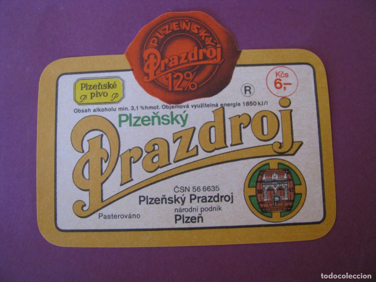 Etiquetas antiguas: ETIQUETA DE CERVEZA PLZE&Ntilde;SKY PRAZDROJ, PILSNER URQUELL. CHECOSLOVAQUIA A&Ntilde;OS 1980
