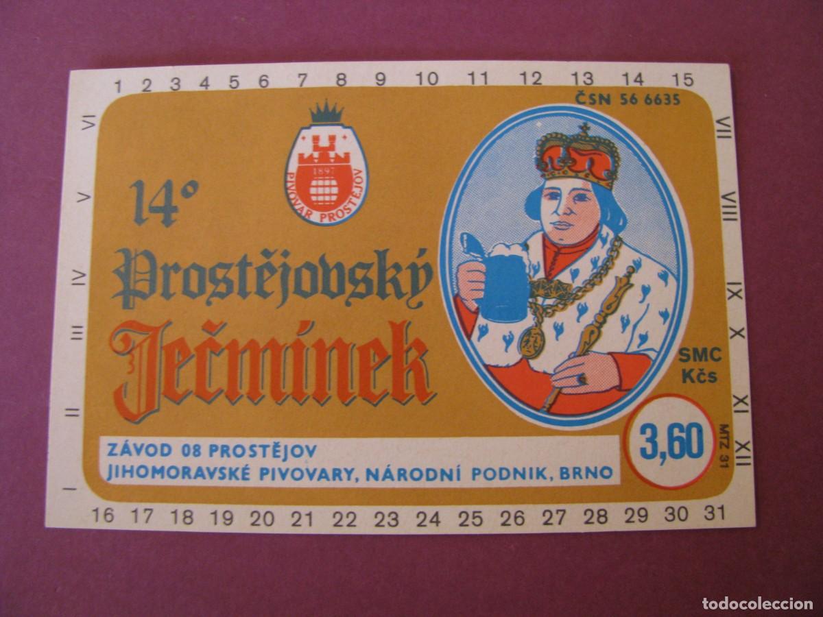 Etiquetas antiguas: ETIQUETA DE CERVEZA PROSTEJOVSKY JECHMINEK. CHECOSLOVAQUIA A&Ntilde;OS 1980