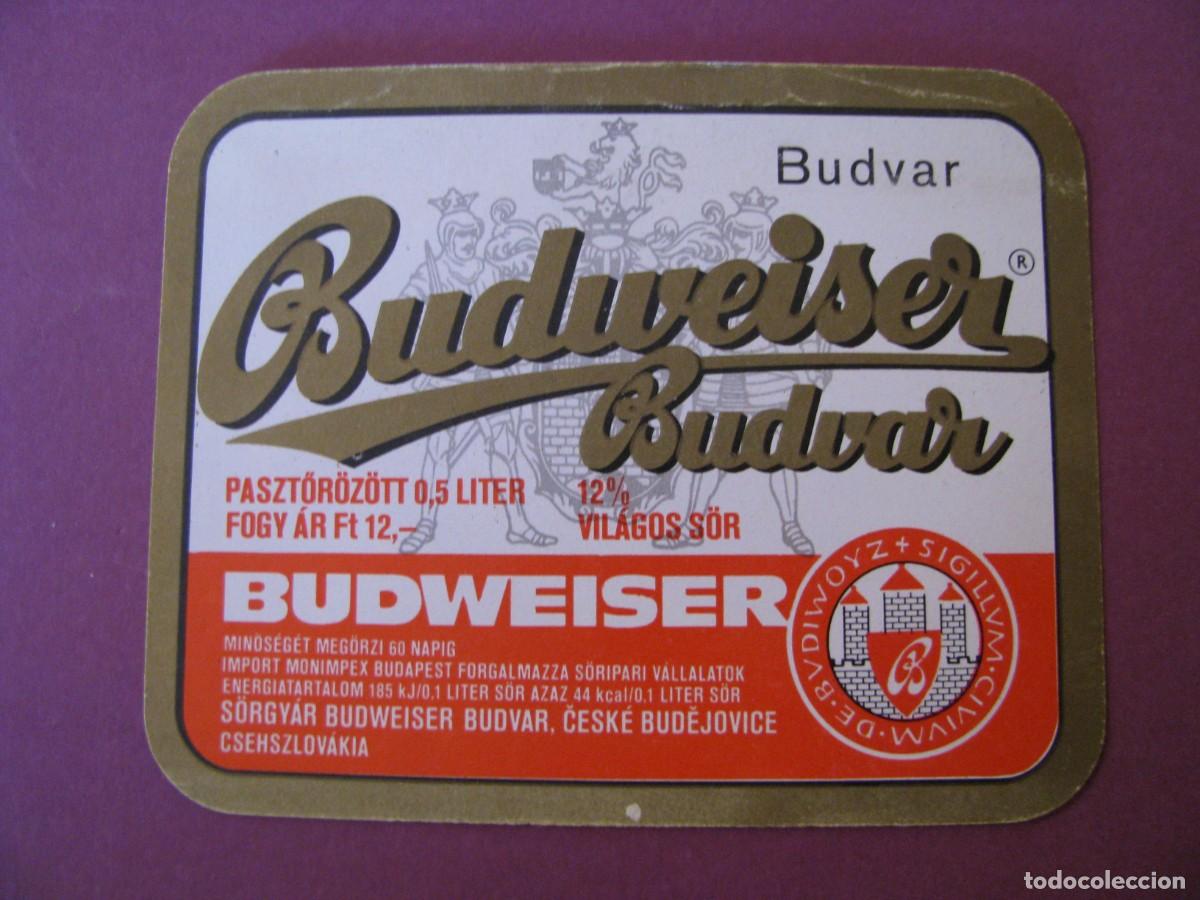 Etiquetas antigas: ETIQUETA DE CERVEZA BUDWEISER BUDVAR. CHECOSLOVAQUIA, A&Ntilde;OS 1980