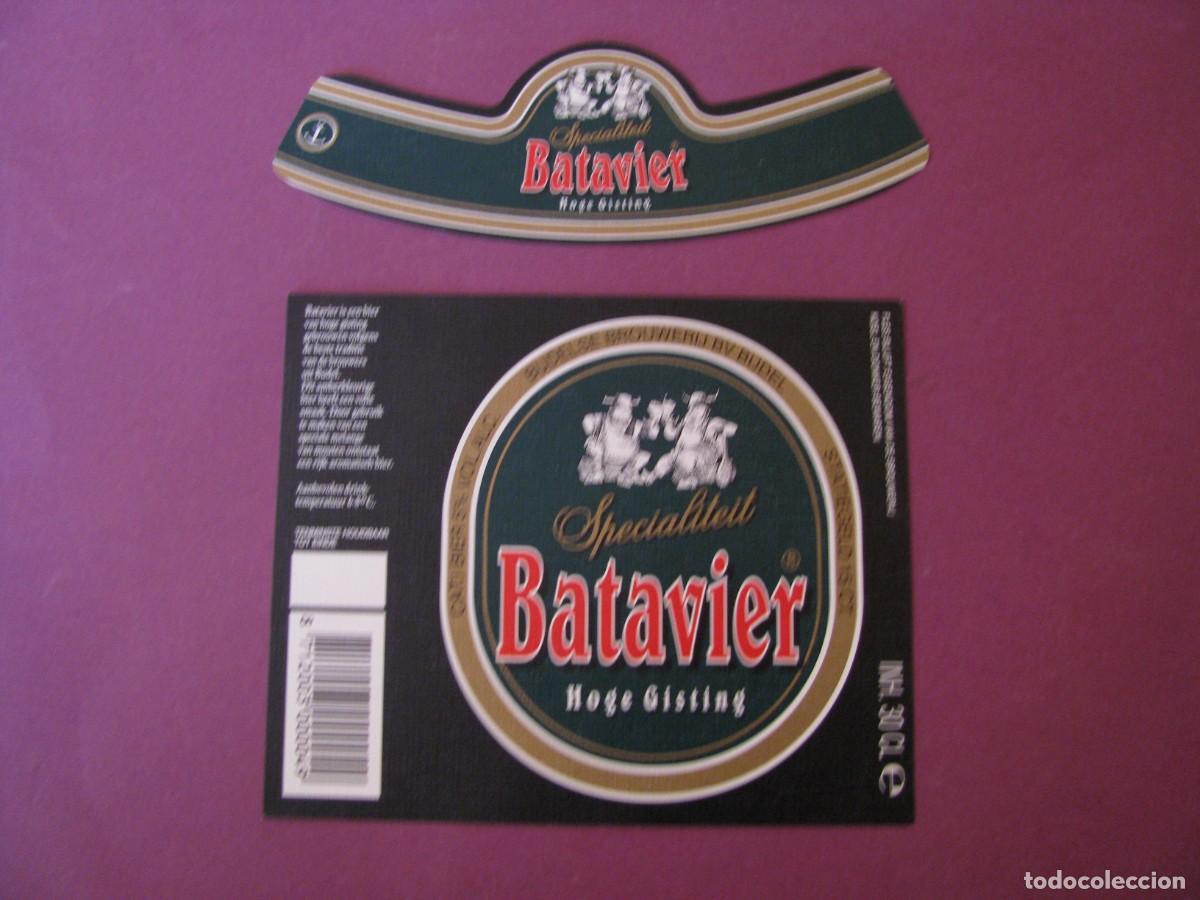Alte Etiketten: ETIQUETA Y COLLARIN DE CERVEZA BATAVIER. PAISES BAJOS.
