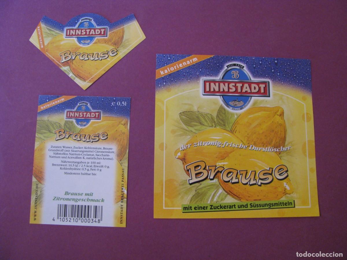 Alte Etiketten: ETIQUETA, COLLARIN Y CONTRAETIQUETA DE MARCA INNSTADT, ALEMANIA. BRAUSE, LIMONADA