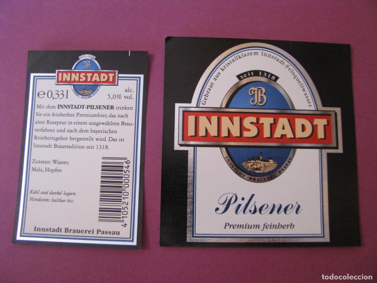 &Eacute;tiquettes anciennes: ETIQUETA Y CONTRAETIQUETA DE MARCA INNSTADT, ALEMANIA. CERVEZA PILSENER