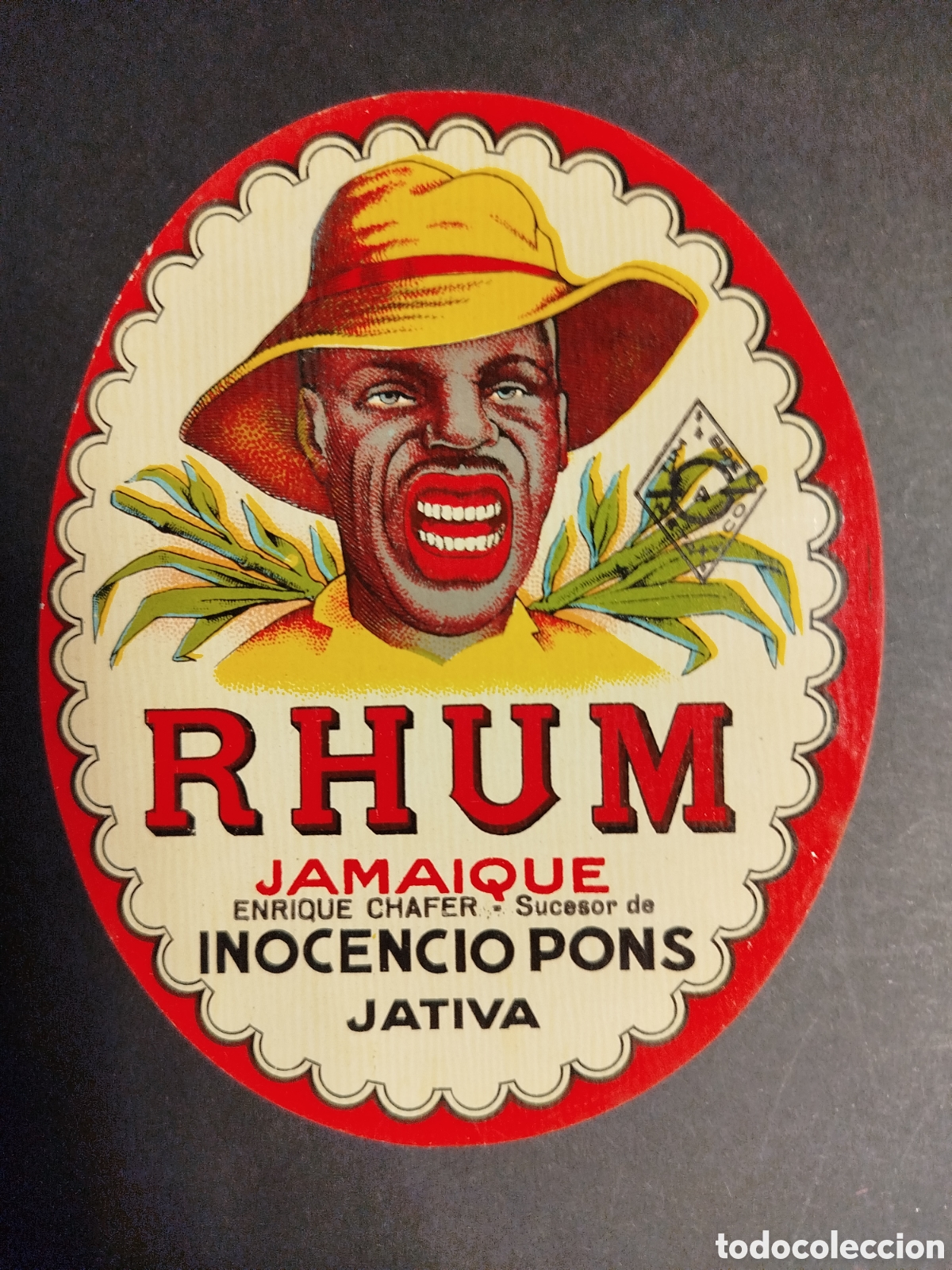 &Eacute;tiquettes anciennes: ETIQUETA TROQUELADA RHUM JAMAIQUE SUCESOR INOCENCIO PONS
