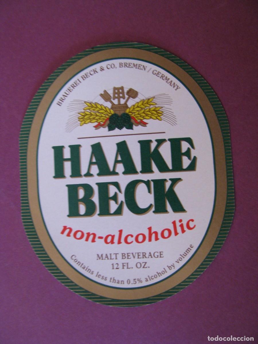 Etiquetas antiguas: ETIQUETA DE CERVEZA HAAKE BECK. SIN ALCOHOL.