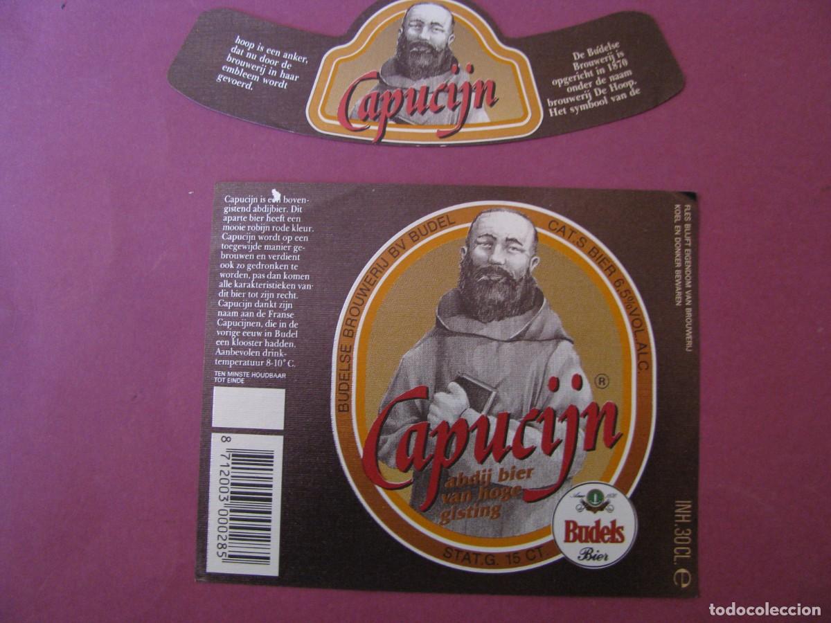 Etiquetas antiguas: ETIQUETA Y COLLARIN DE CERVEZA BUDELS BIER. PAISES BAJOS. CAPUCIJN