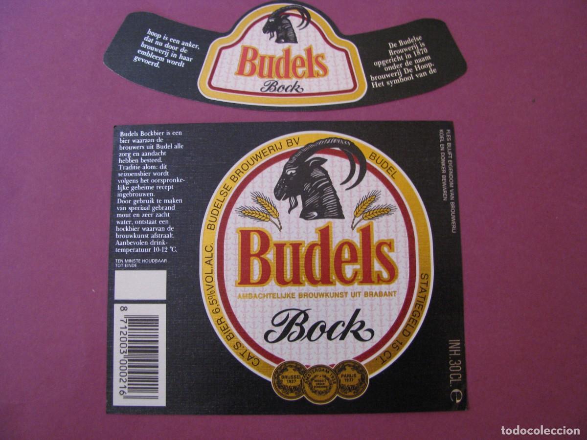 Etiquetas antiguas: ETIQUETA Y COLLARIN DE CERVEZA BUDELS BIER. PAISES BAJOS. BOCK