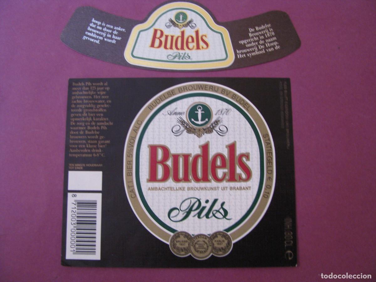 Etiquetas antiguas: ETIQUETA Y COLLARIN DE CERVEZA BUDELS BIER. PAISES BAJOS. PILS