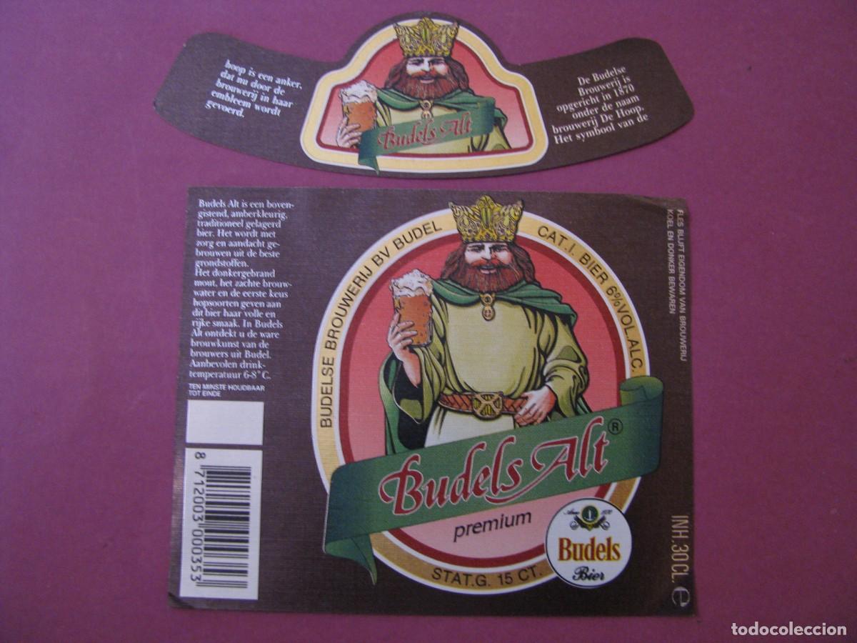 Etiquetas antiguas: ETIQUETA Y COLLARIN DE CERVEZA BUDELS BIER. PAISES BAJOS. BUDELS ALT