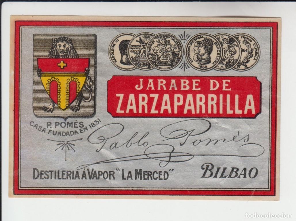 &Eacute;tiquettes anciennes: Etiqueta JARABE DE ZARZAPARRILLA - Bilbao