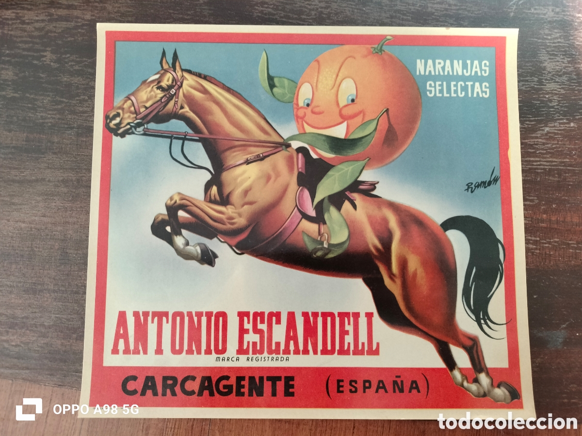 Etiquetas antiguas: Etiqueta de naranjas Antonio Escandell Carcagente