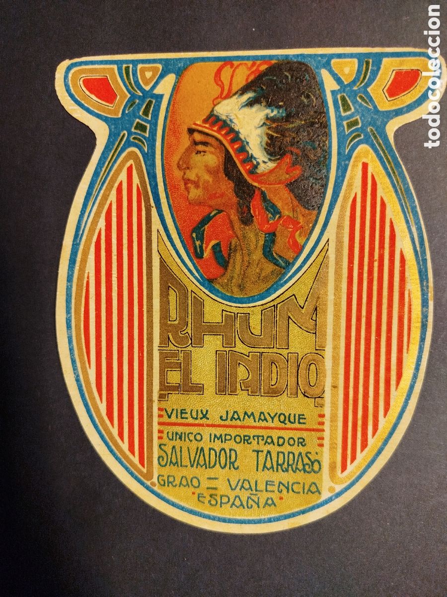 Etiquetas antiguas: ETIQUETA RHUM EL INDIO