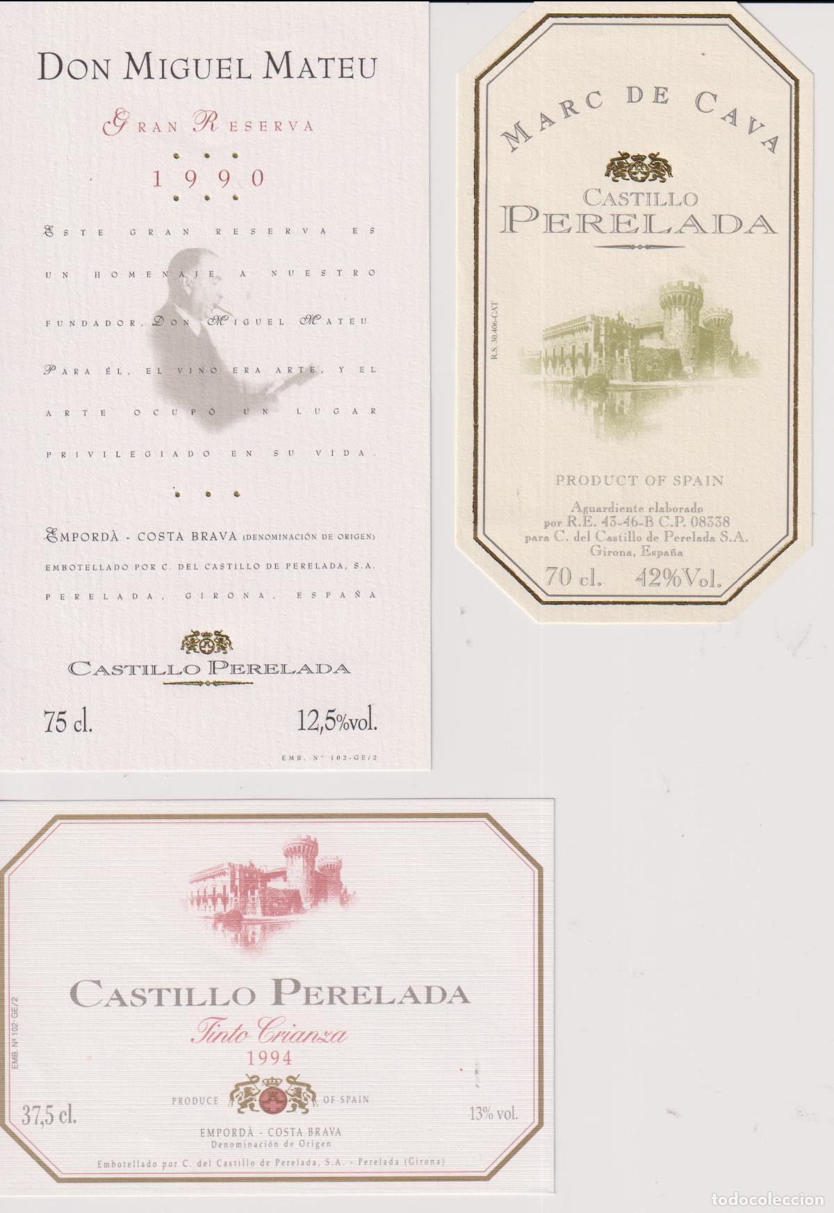 Etichette antiche: LOTE DE 40 ETIQUETAS Y COLLARINES DE VINO Y CAVA - CASTILLO DE PERELADA