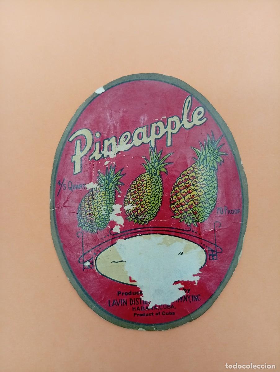 Etiquetas antiguas: ETIQUETA. PINEAPPLE. HABANA, CUBA. MEDIDAS : 13 X 10 CM APROX.