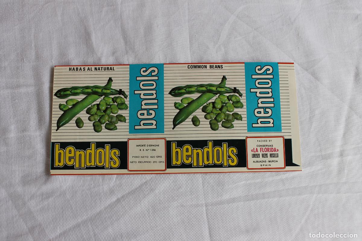 Old Labels: ETIQUETA HABAS AL NATURAL BENDOLS ALGUAZAS MURCIA