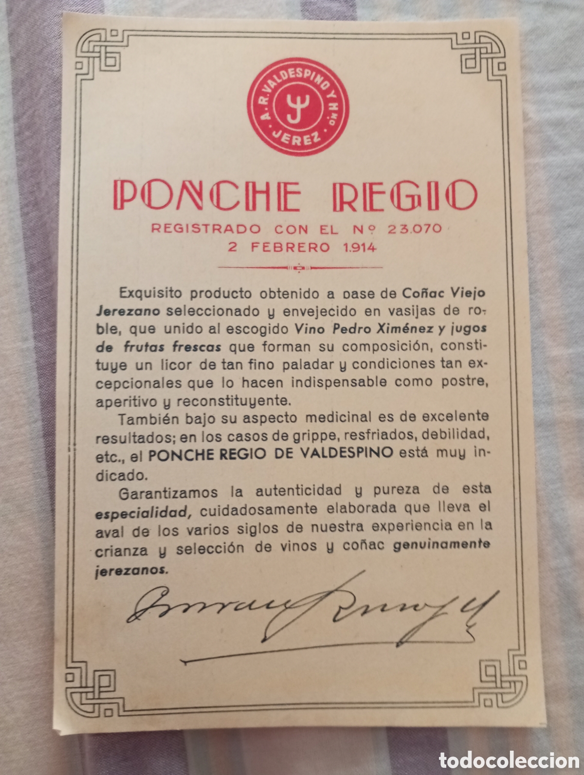 Etiquetas antiguas: Etiqueta ponche regio de valdespino