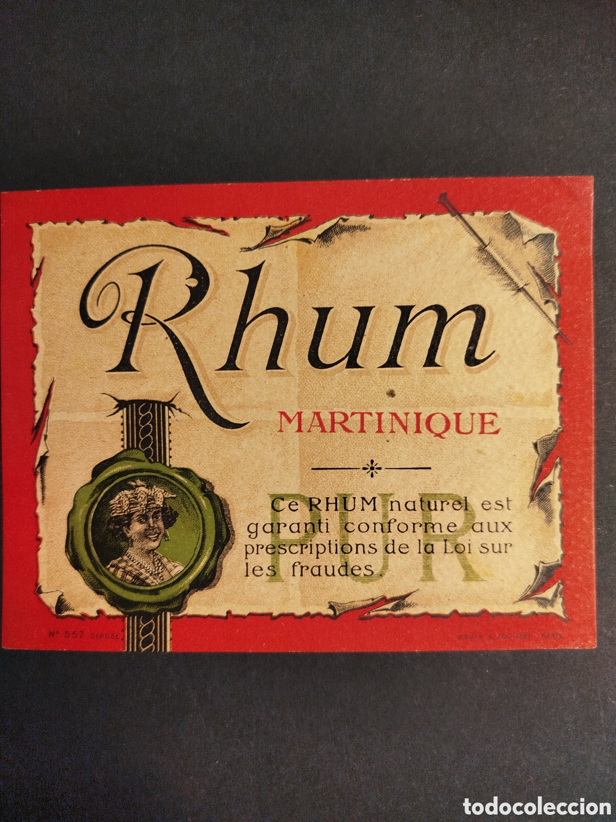 Etiquetas antiguas: ETIQUETA ANTIGUA RHUM MARTINIQUE PAR&Iacute;S