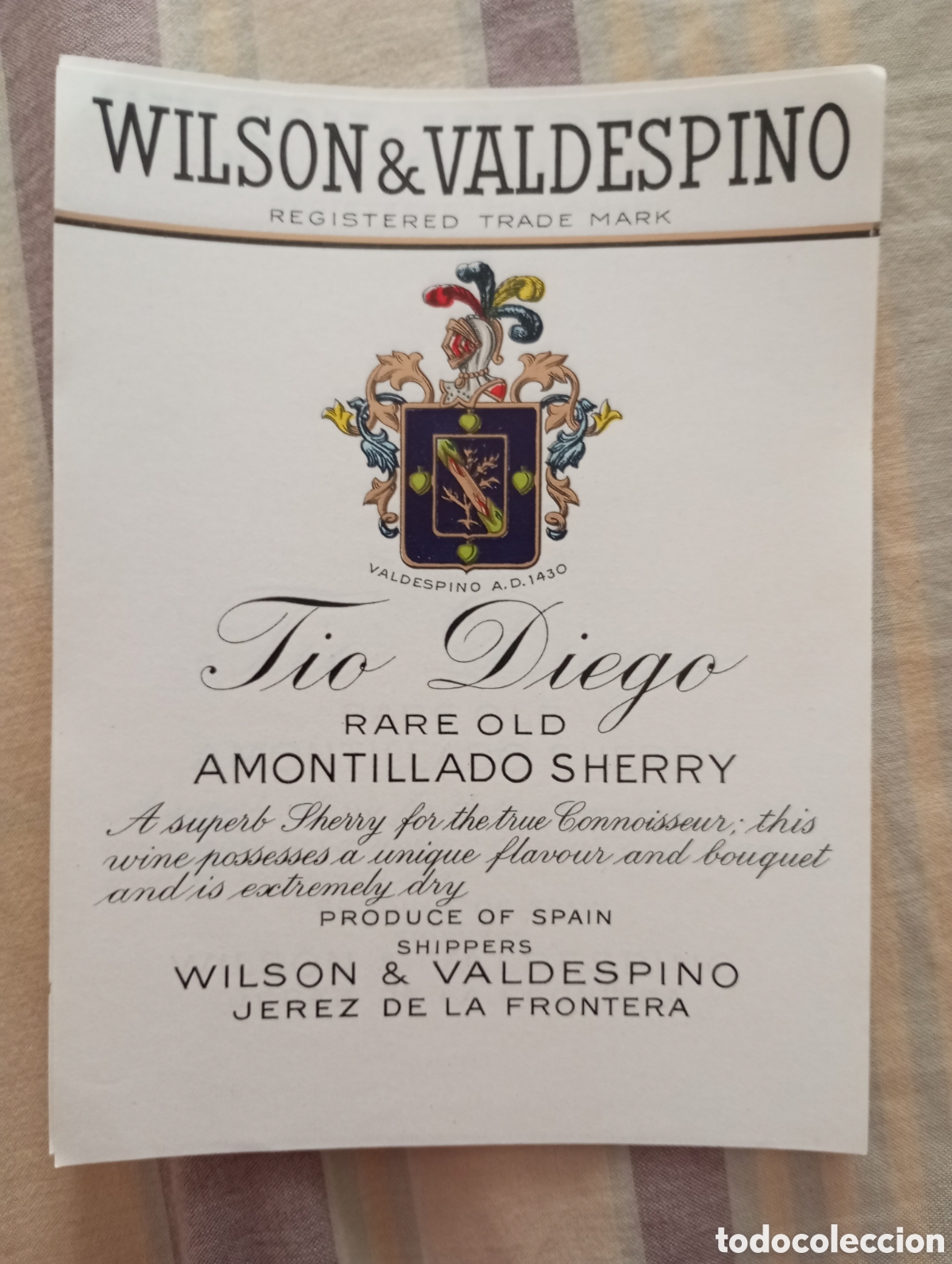 Etiquetas antiguas: Etiqueta t&iacute;o diego de Wilson &valdespino