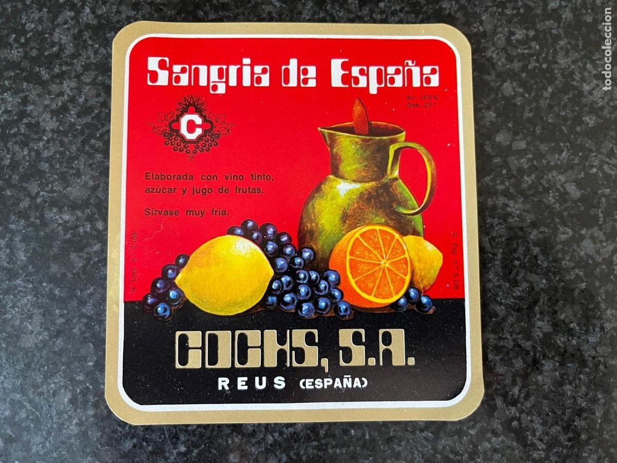 Etiquetas antiguas: Sangria de Espa&ntilde;a Cochs Reus Tarragona