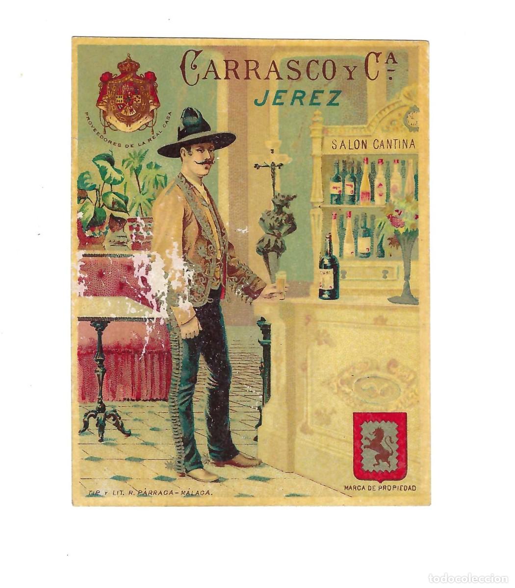 Etiquetas antiguas: ANTIGUA ETIQUETA- CARRASCO Y CIA. SALON CANTINA. VINO DE JEREZ. SIGLO XIX