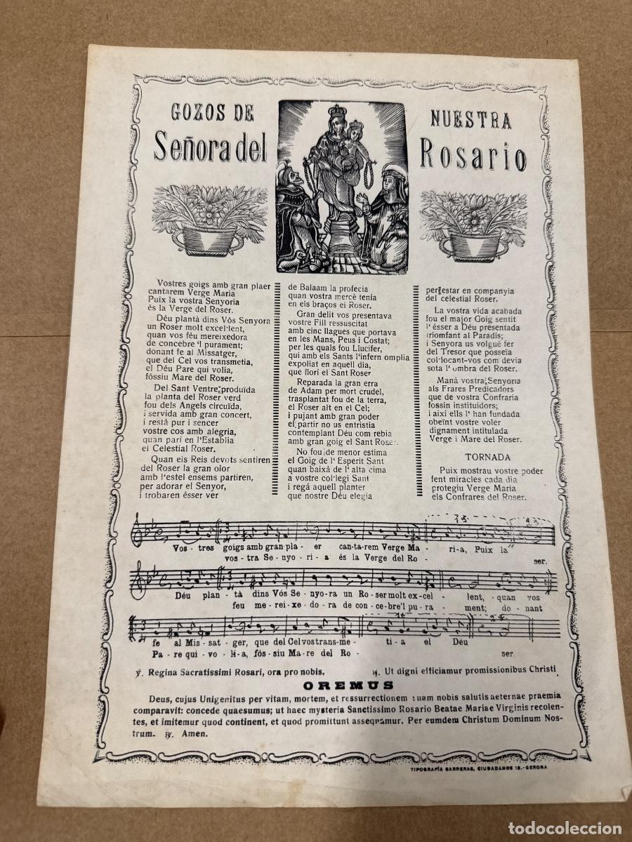 Etiquetas antiguas: GOZOS DE NUESTRA SE&Ntilde;ORA DEL ROSARIO. GOIGS. En catala. - Foto 1