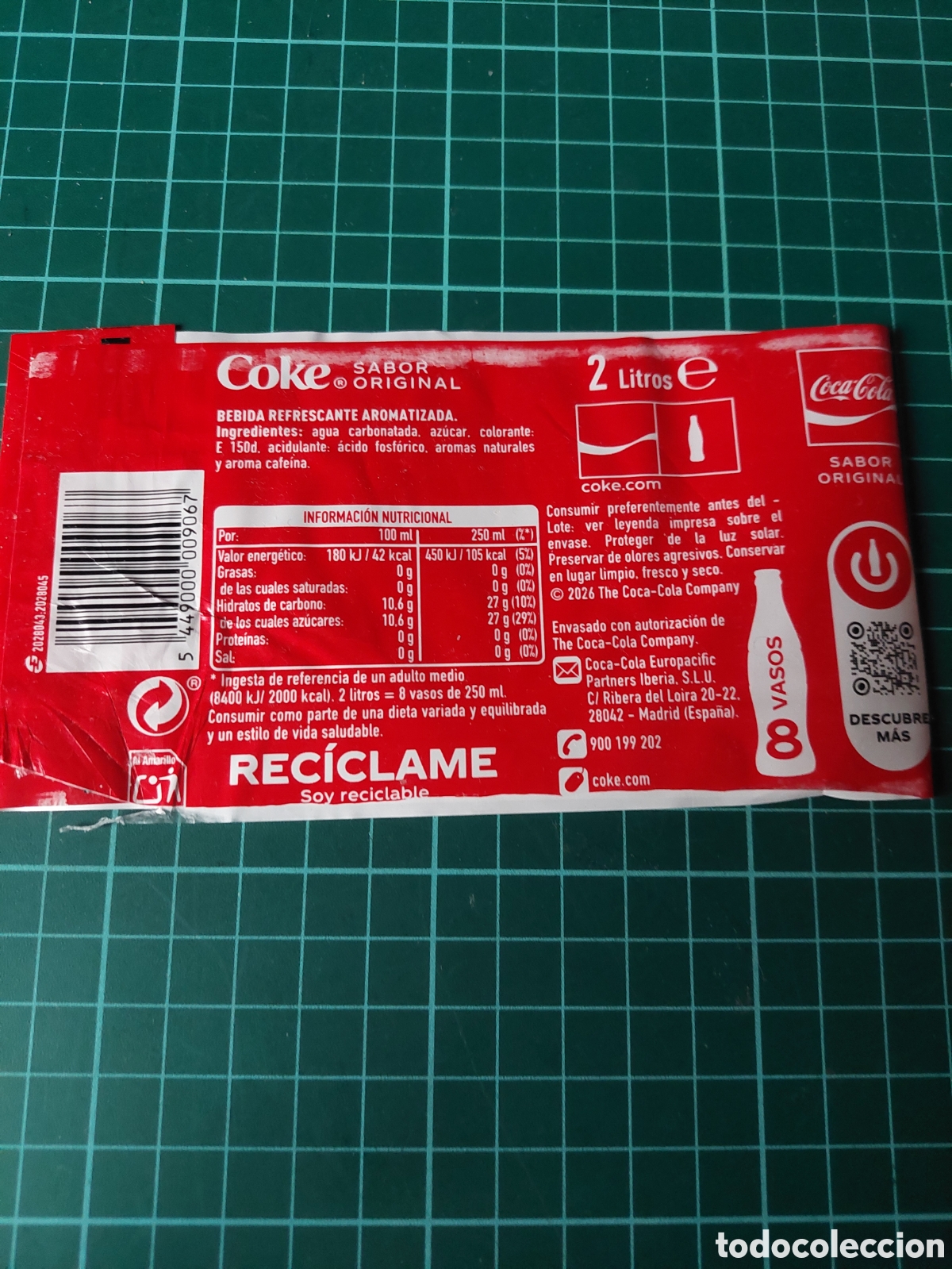 Etiquetas antiguas: ETIQUETA COCA-COLA SABOR ORIGINAL 2 litros - Foto 2