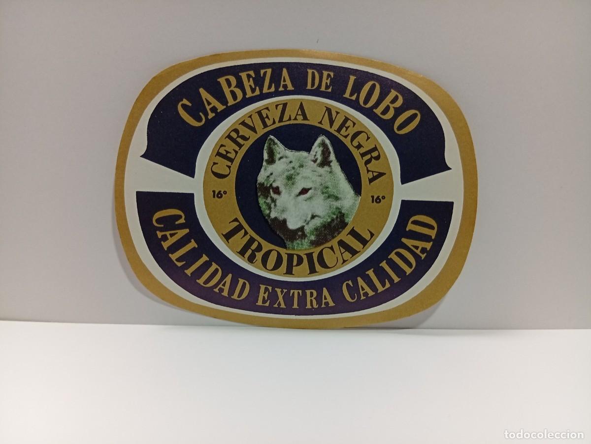 &Eacute;tiquettes anciennes: ETIQUETA. CERVEZA NEGRA TROPICAL. CABEZA DE LOBO. MEDIDAS : 11 X 8.5 CM APROX.