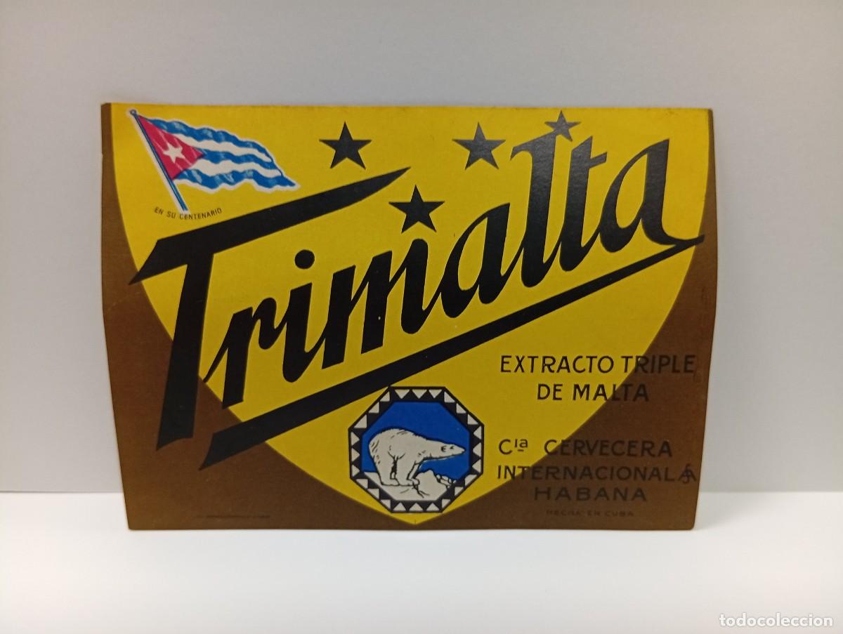 Etiquetas antiguas: ETIQUETA. CERVEZA TRIMALTA. EXTRACTO TRIPLE DE MALTA. HABANA, CUBA. MEDIDAS APROX.: 11 X 8 CM APROX.