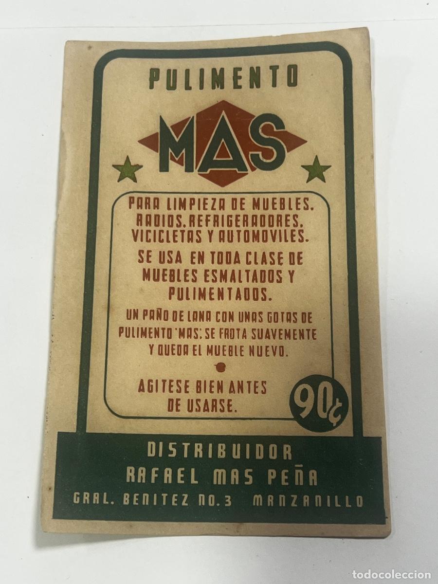 Etiquetas antiguas: CUBA. ETIQUETA DE PULIMENTO M&Aacute;S.
