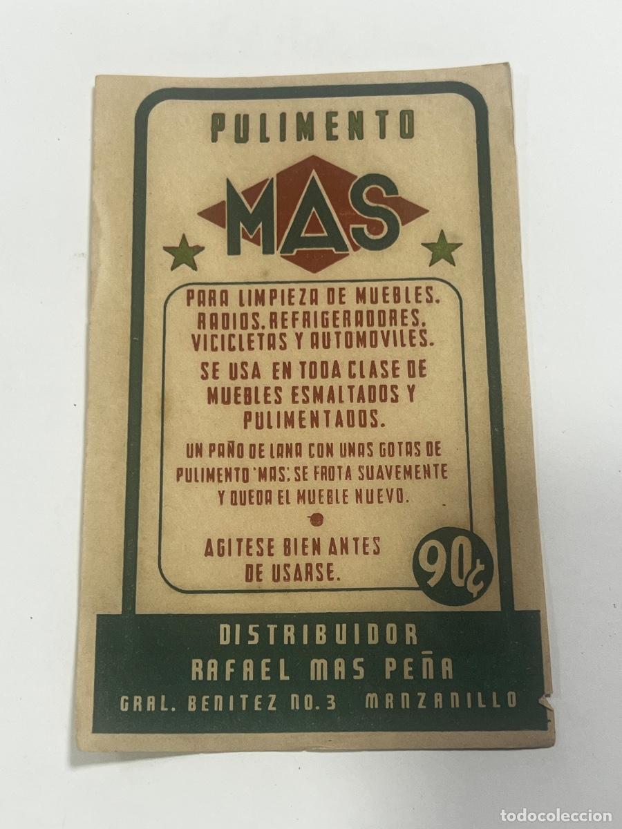 Etiquetas antiguas: CUBA. ETIQUETA DE PULIMENTO M&Aacute;S. - Foto 1