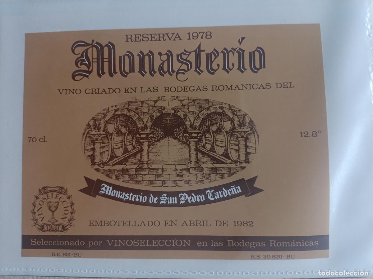 Etiquetas antiguas: Etiqueta Vino Monasterio San Pedro de Carde&ntilde;a