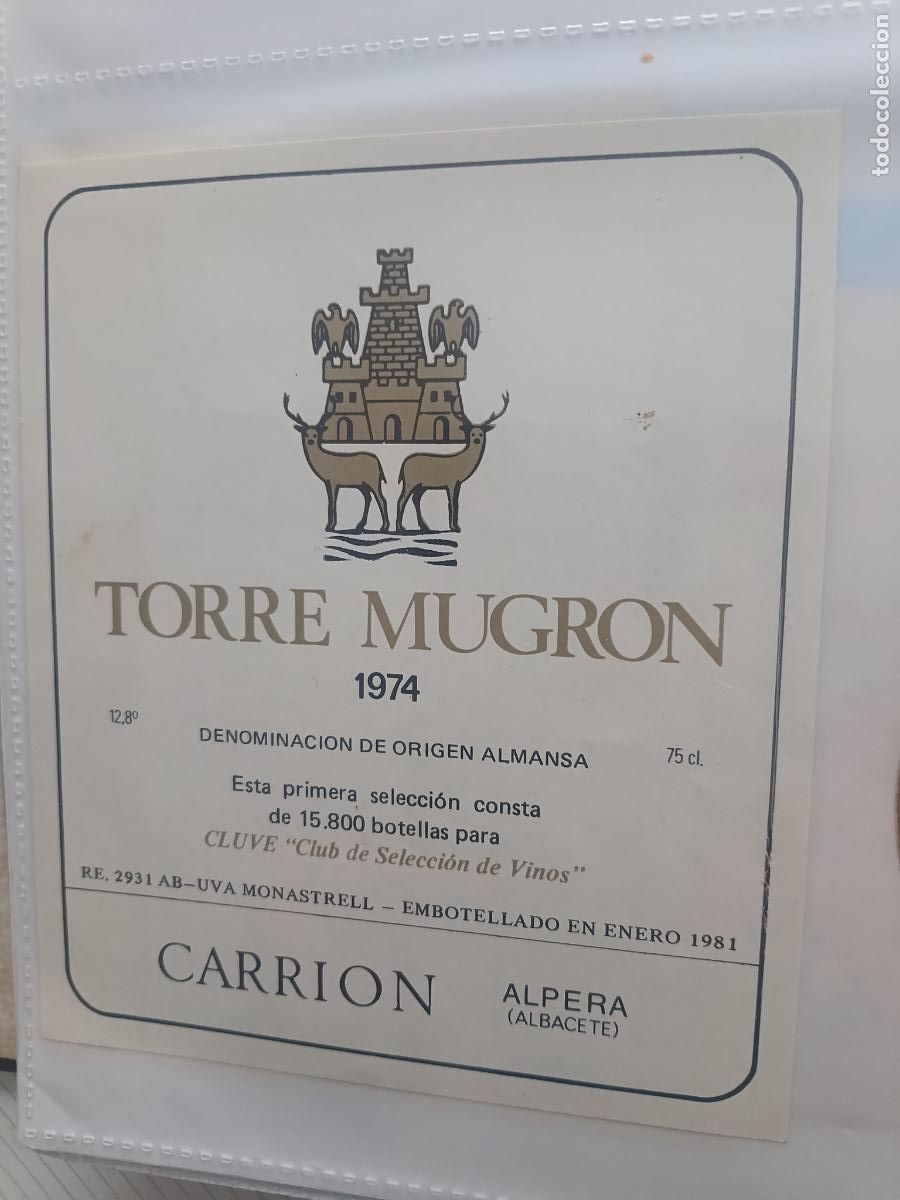 Etiquetas antiguas: ETIQUETA TORRE MUGRION, CARRION, ALPERA
