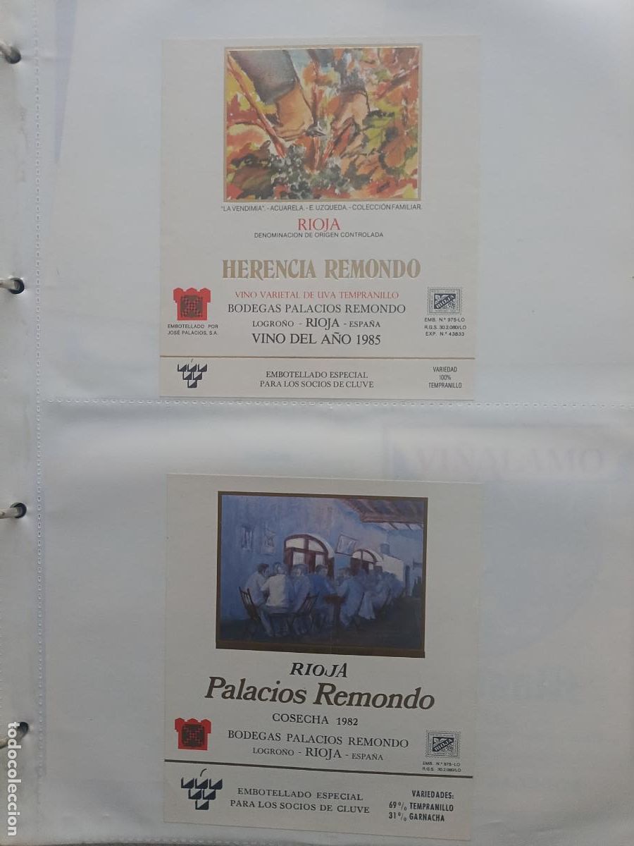 Etiquetas antiguas: 2 etiquetas de vino. Rioja, Palacios Remondo