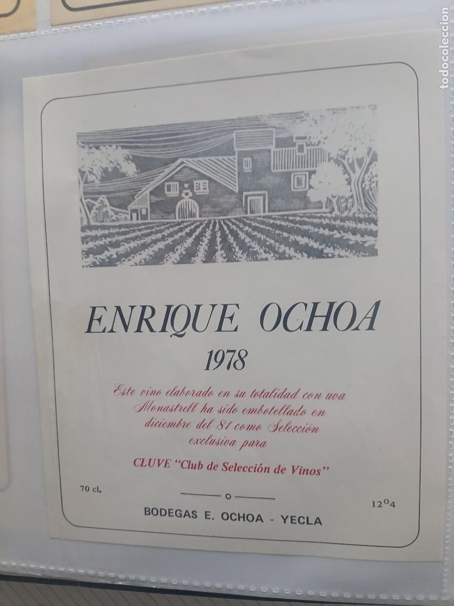 Etiquetas antiguas: Etiqueta de vino. Yecla. Enrique Ochoa