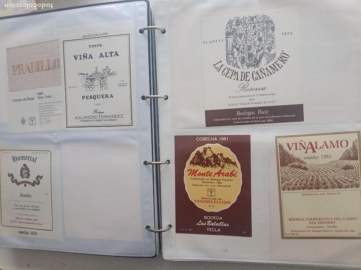 Etichette antiche: 6 etiquetas de vino. Jumilla, Ca&ntilde;amero, C&aacute;ceres, Pesquera de Duero