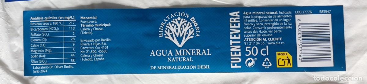 Etichette antiche: ETIQUETA AGUA - FUENTEVERA / BASILIO RIVERA E HIJOS / DIA - CALERA Y CHOZAS TOLEDO -COD.37776 S83947