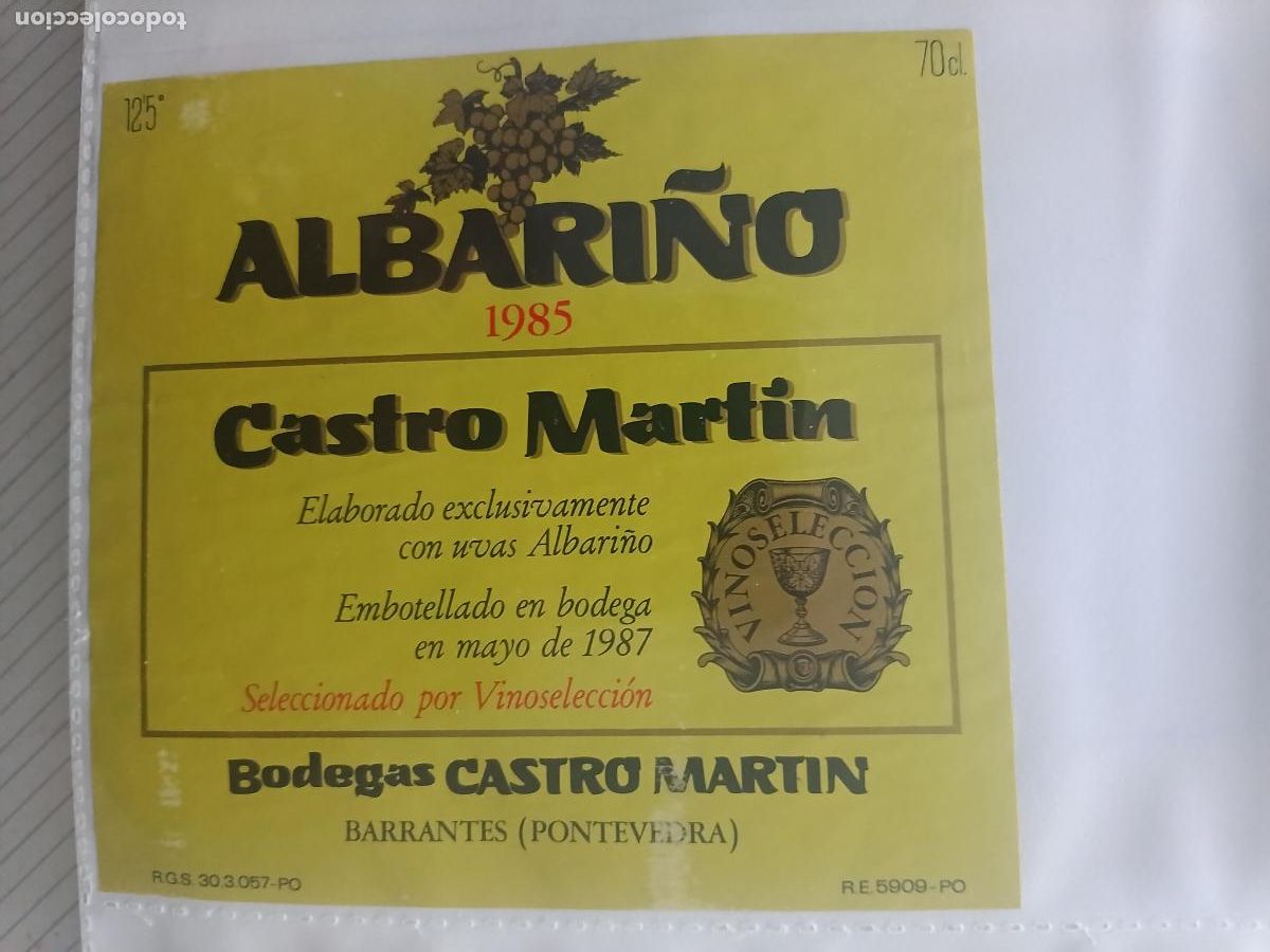 Etiquetas antiguas: Albari&ntilde;o Castro Mart&iacute;n. Etiqueta