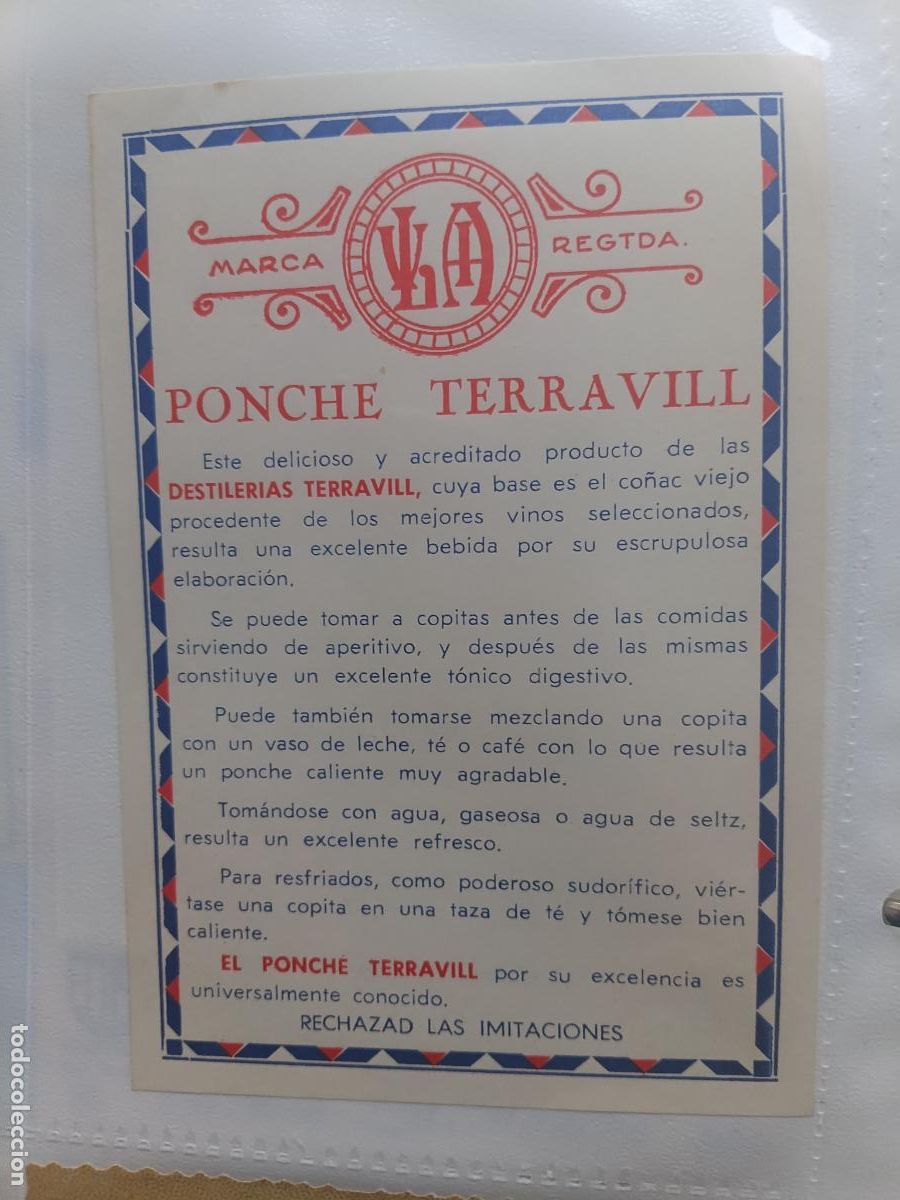 Etiquetas antiguas: PONCHE: ETIQUETA - TERRAVIL - Foto 1