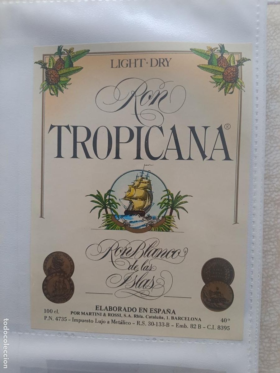 Etiquetas antiguas: Ron Tropicana. Etiqueta - Foto 1