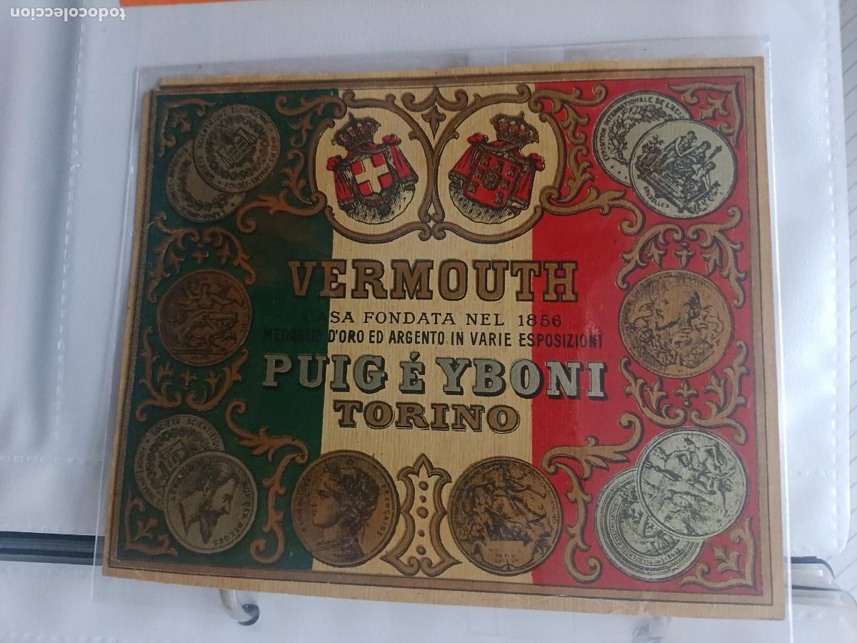 Etichette antiche: ETIQUETA MARQUES DE CARO , VERMOUTH PUIG E YBONI, TORINO, LITOGRAFIA, ANTIGUA , ORIGINAL