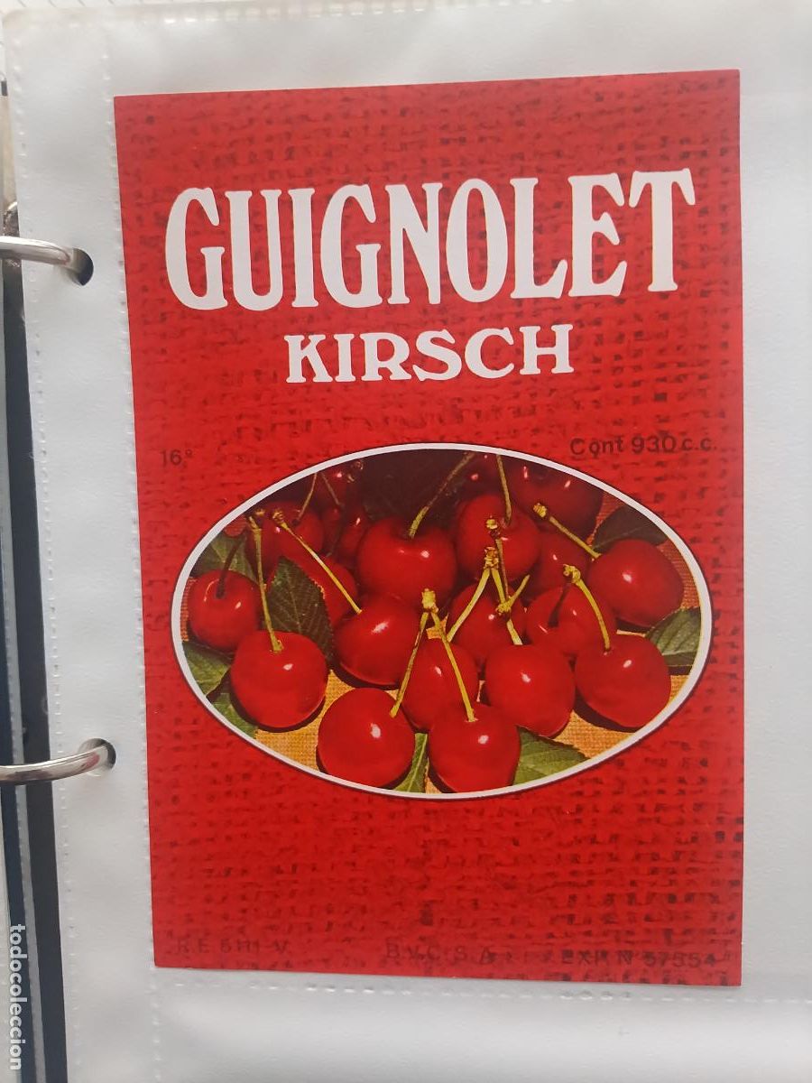 Old Labels: GUIGNOLET KIRSCH LICOR CEREZA - ETIQUETA BEBIDA 14X10