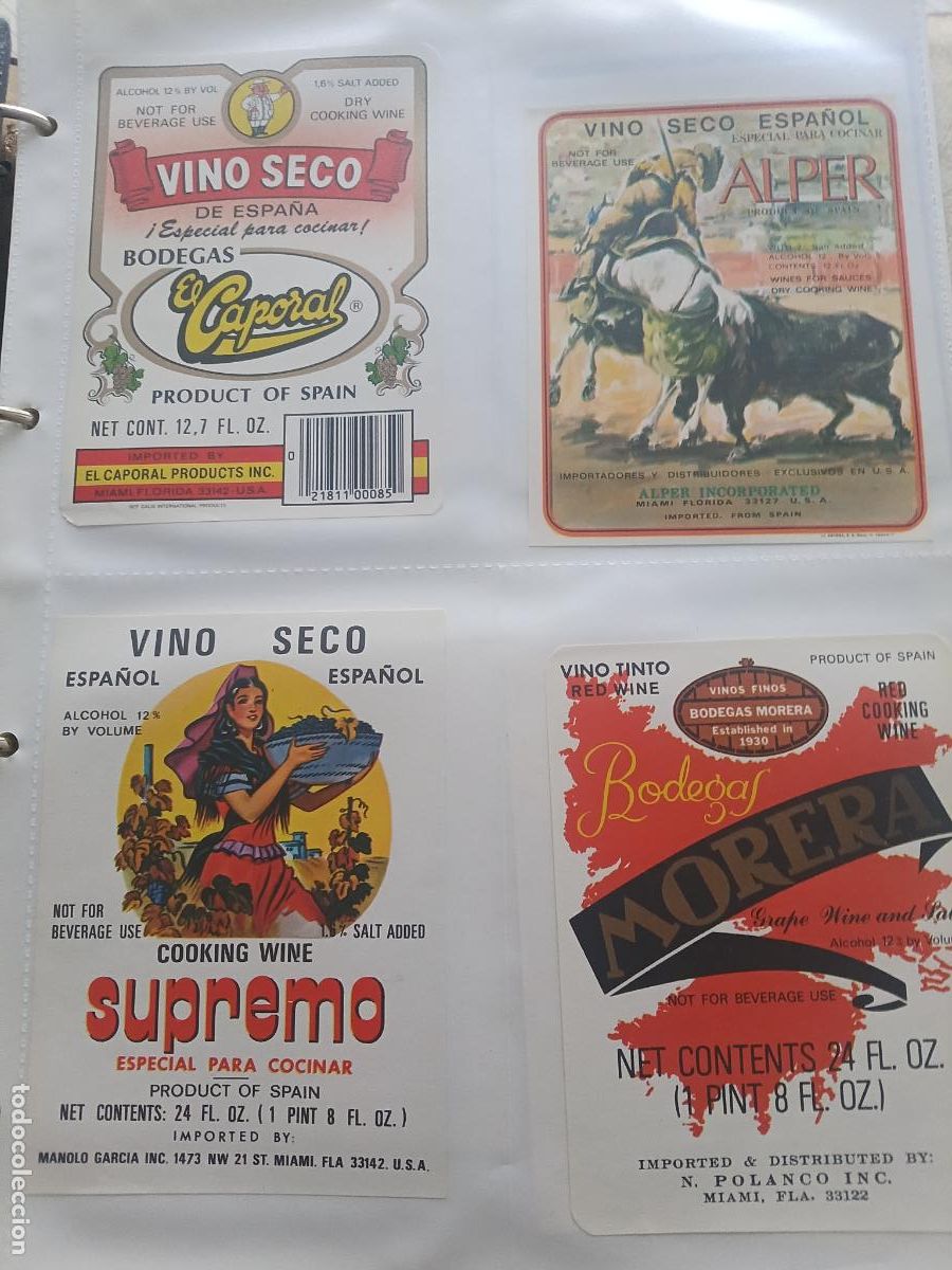 Etiquetas antiguas: 4 etiquetas de vino seco espa&ntilde;ol