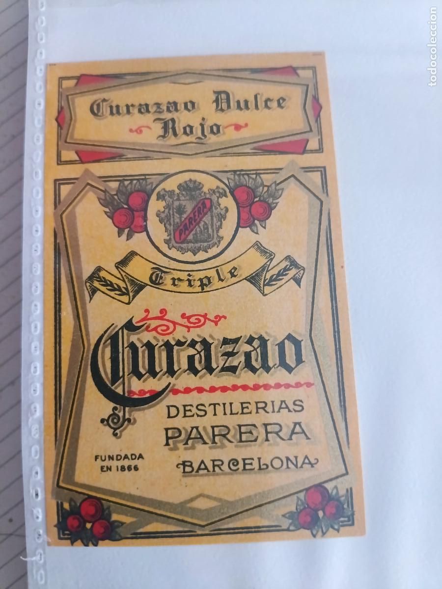 Etiquetas antiguas: Etiqueta Curazao dulce rojo