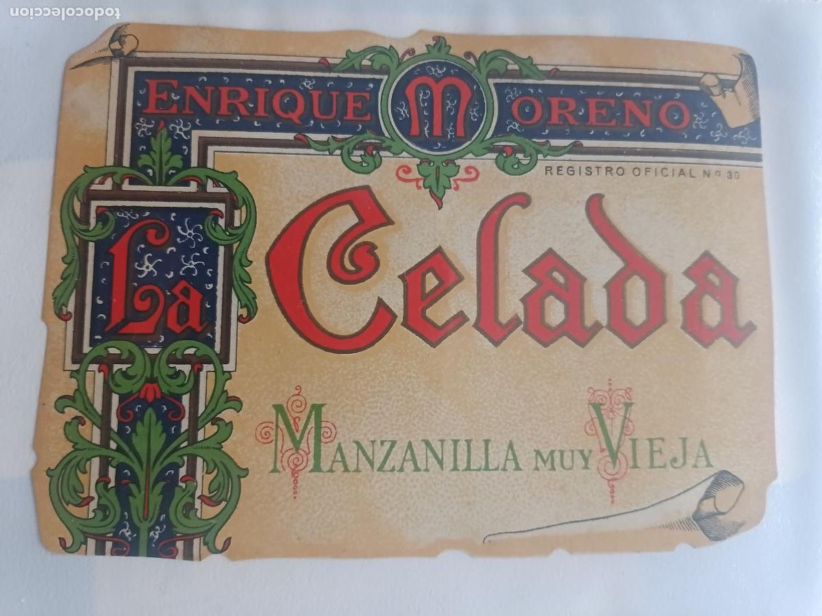 Etiquetas antiguas: ETIQUETA MANZANILLA CELADA