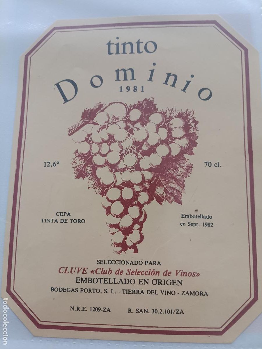 Etiquetas antiguas: ETIQUETA TINTO DON MINIO, TIERRA DEL VINO, ZAMORA