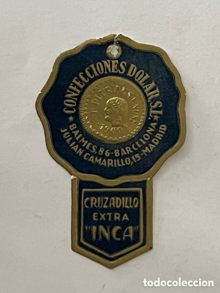Etiquetas antiguas: BARCELONA. Etiqueta troquelada. Confecci&oacute;nes D&oacute;lar..Etiqueta textil (h.1930?)