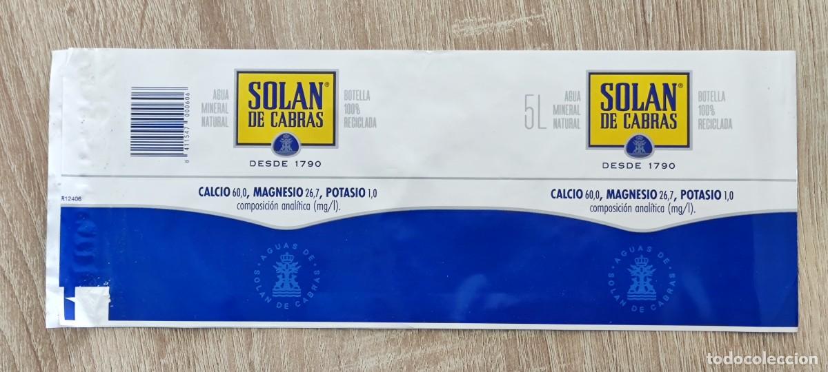 Etiquetas antiguas: ETIQUETA AGUA - SOLAN DE CABRAS 5L - R12406 - CUENCA